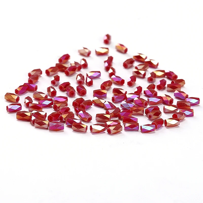 Rose Red AB 50pcs 2*4mm Cylinder Crystal Beads For Jewelry Making Bracelet Beads Austria Crystal 18 Cutting Faces Loose Beads C2