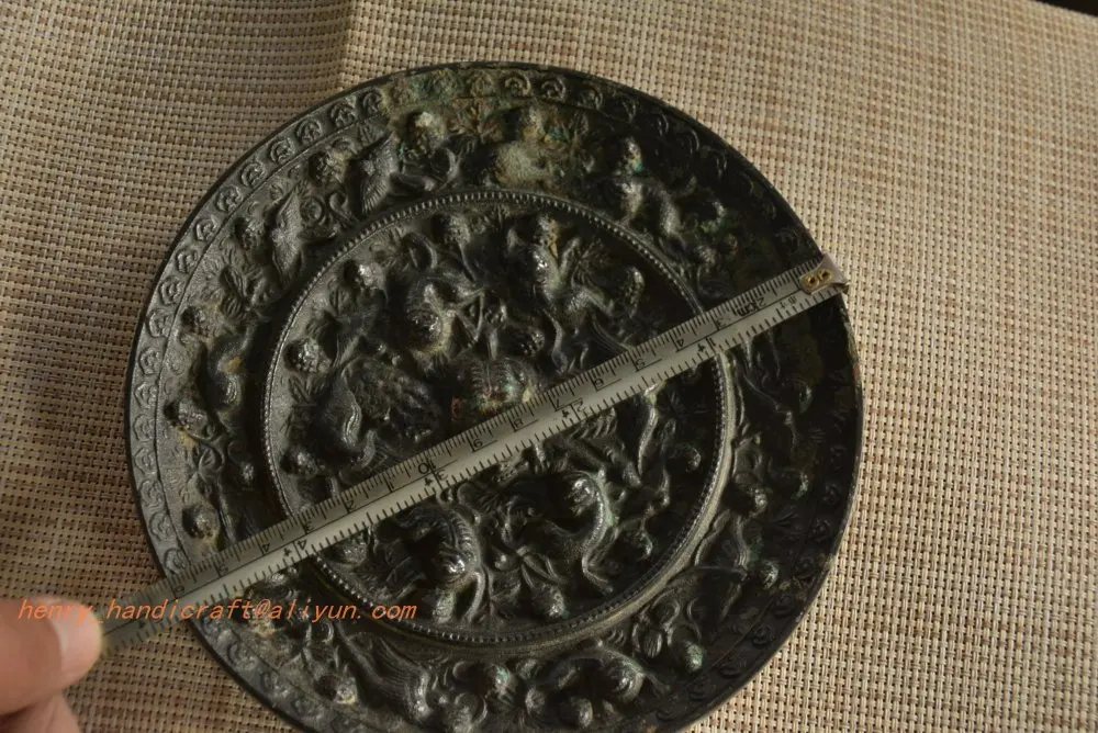 Old Chinese TANGDyansty(770--832) bronze big mirror,Sea animal & grape decoration,Free shipping,