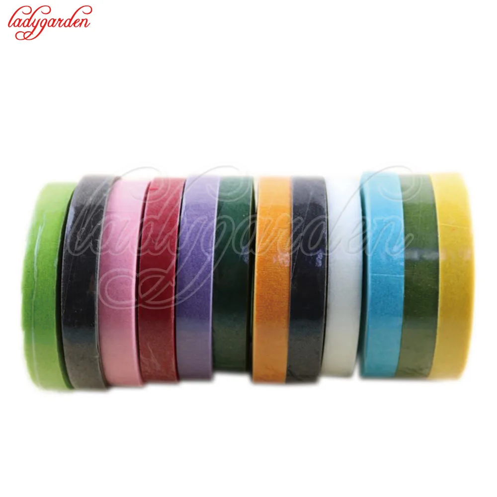 30Yard 12mm Self-adhesive Paper Tape Floral Stem for Garland Wreaths DIY Craft Artificial Silk Flower 1 Roll Florist Floral Stem