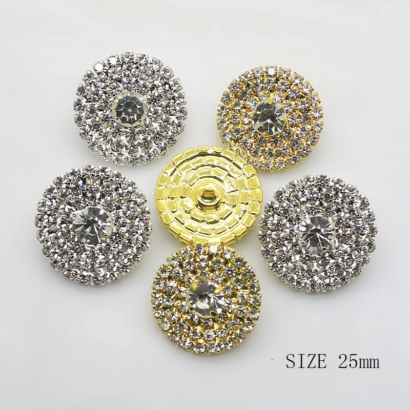 ZMASEY Sale New 5pcs/lot 25mm Rhinestone Buttons Shank Decoration Wedding Fit Ribbon Hair Supply Full Invitation Diy Accessories