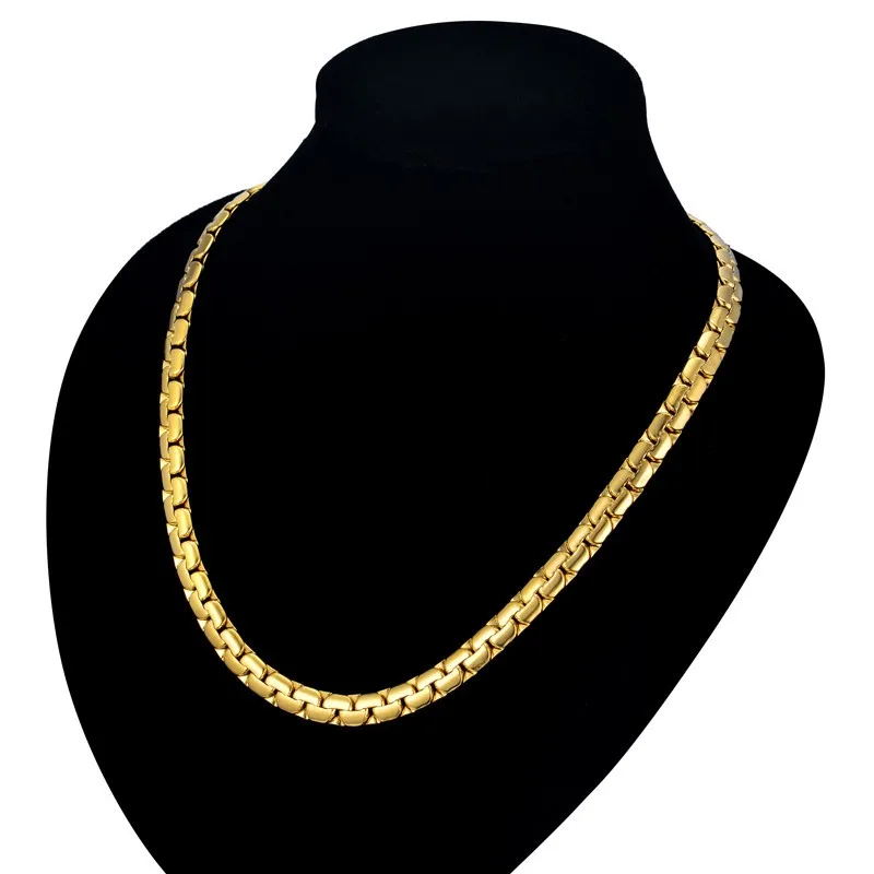 Dropshipping Hip Hop Chain 6mm Gold Color Stainless Steel Necklace Male Wholesale Flat Box Link Womens Mens Chain 20\