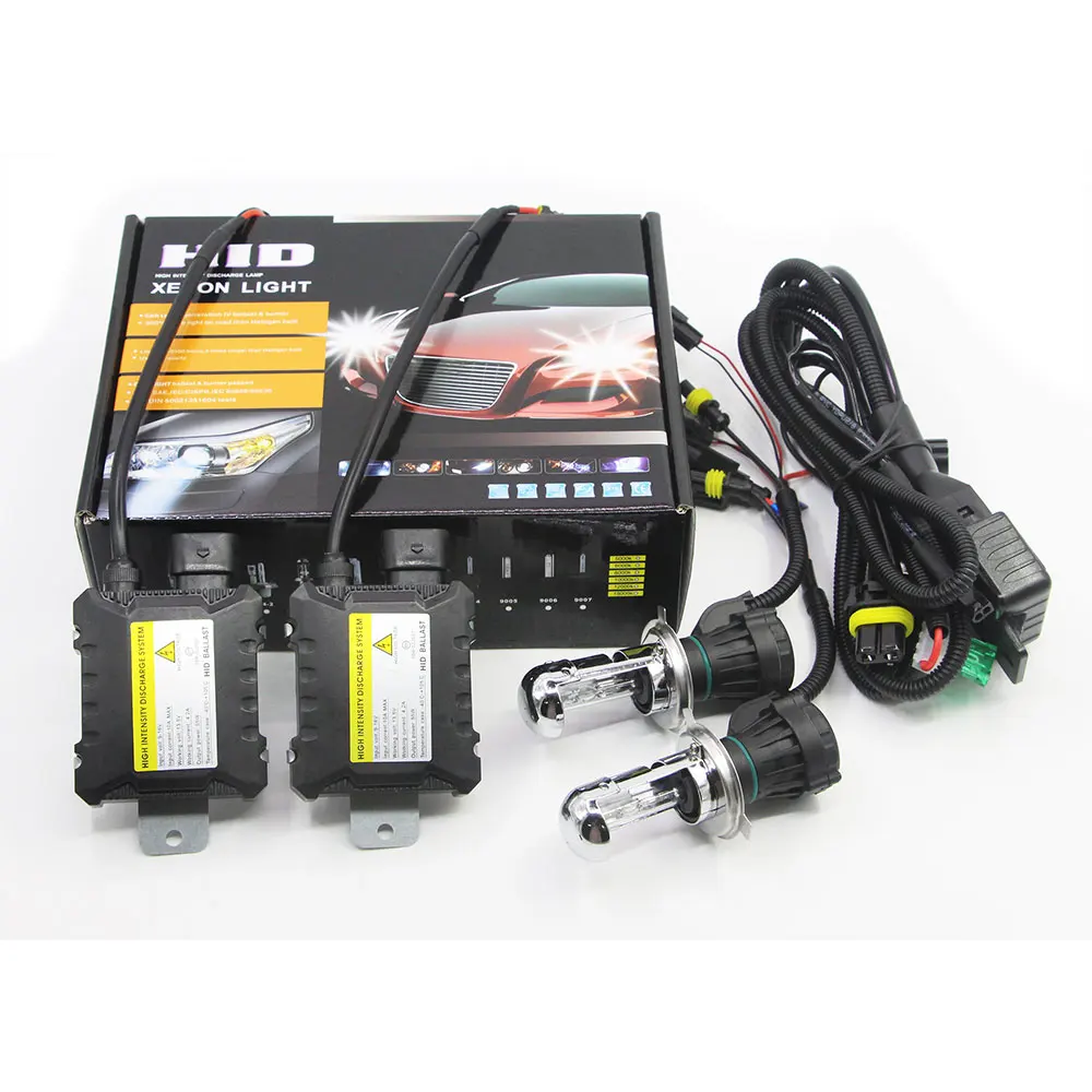 H4 H4-3 Hi/Lo Bi Xenon Light HID Kit Bulb + Ballast + Harness Wire 55W 4300K-10000K 12V Car Light Headlight High Low Beam