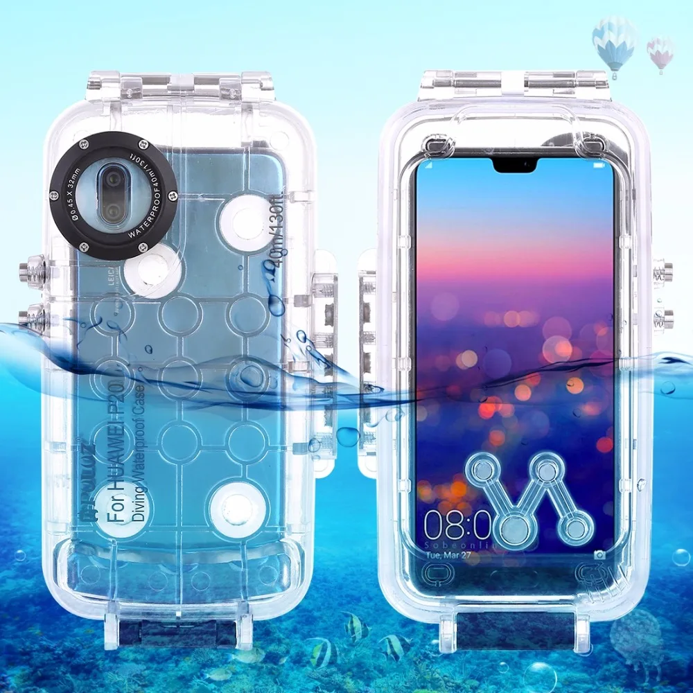 PULUZ for Huawei P20 / P20 Pro Mate 20 Pro Diving Case 40m/130ft Waterproof Housing Photo Video Take Underwater Snorkeling Cover