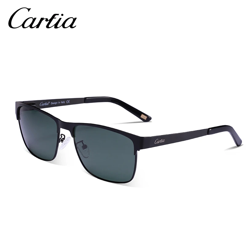 Carfia-gafas de sol polarizadas para hombre y mujer, lentes cuadradas Vintage Steampunk, marco dorado de aleación, protección UV 100%, CA5225