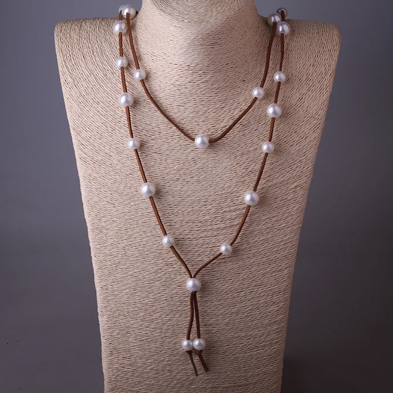 Bohemian Jewelry Pearl Shiny Multi Rope Long Necklace For Women