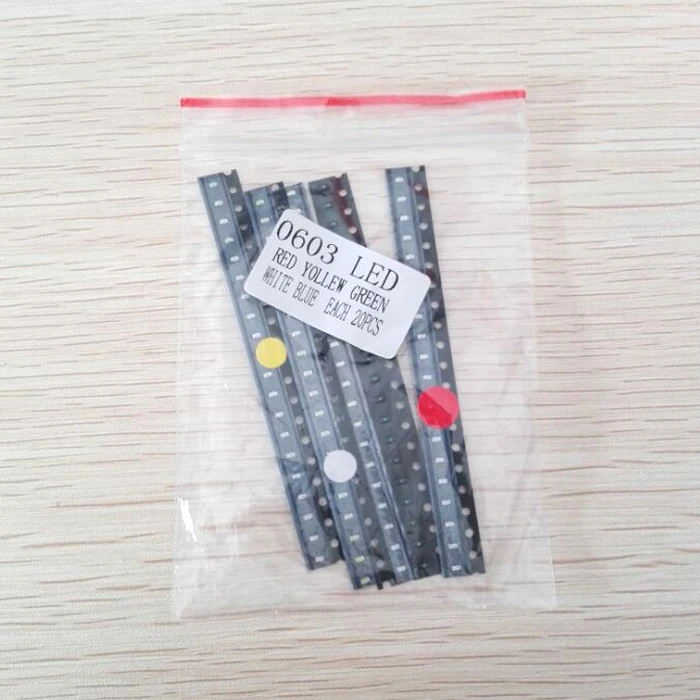 SMD LED Diode Variedade Kit, verde, vermelho, branco, azul, amarelo, 5050, 5730, 1210, 1206, 0805, 0603, 100pcs, 5 cores x 20pcs