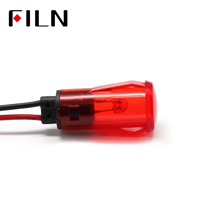 FL1P 13mm 12v 250V plastic indicator light with 20 cm cable on watermark surface