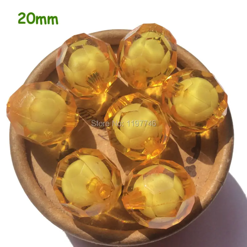 

Mustard Yellow Transparent Faceted Acrylic Beads Acrylic Round Chunky Faceted Beads For DIY Bracelet Jewelry Making 20mm 110pcs