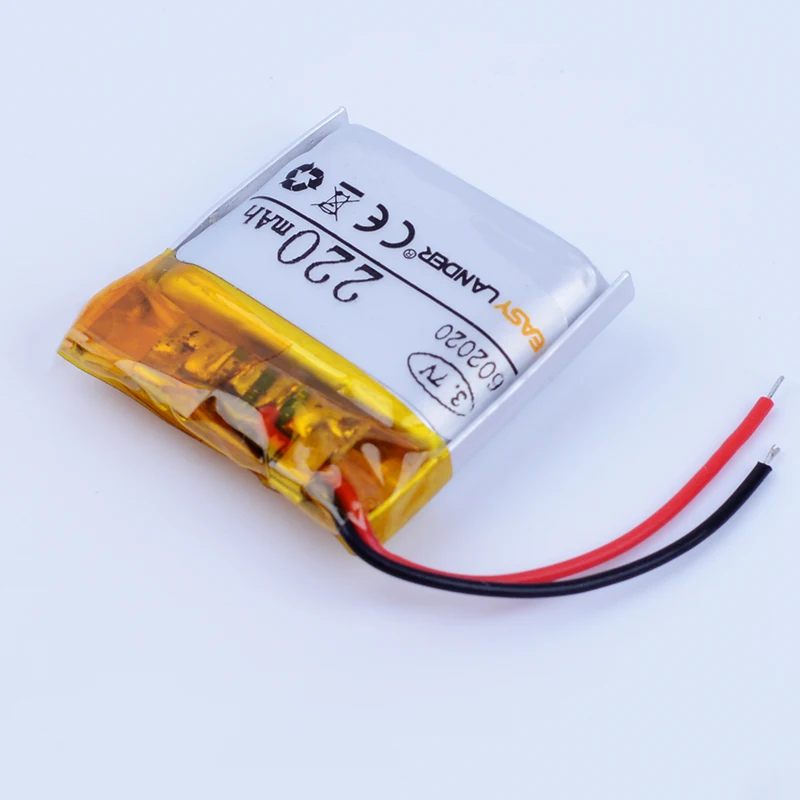 602020 3.7V 220mAh Rechargeable Li-Polymer Li-ion Battery for MP3 MP4 MP5 GPS DVR Bluetooth Speaker toys Camera 062020 552020