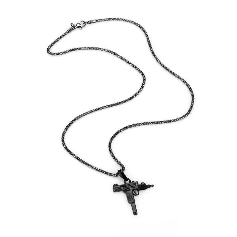 PUBG Game UZI Kolye GUN Shape Pendant Necklace Men Hip Hop Jewelry 3 Color Army Style Metal Chain Men Necklaces Gothic-30