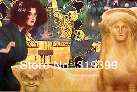 

Oil Painting reproduction on Linen Canvas,Music II by gustav klimt ,Free Fast Shipping,100% handmade,Museam Quality