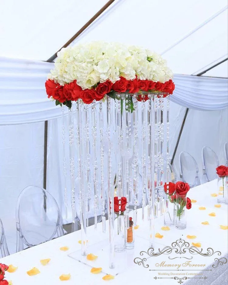 

4pcs/lot crystal chandelier wedding centerpiece pillar wedding decoration acrylic flower stand vase for table stage decoration