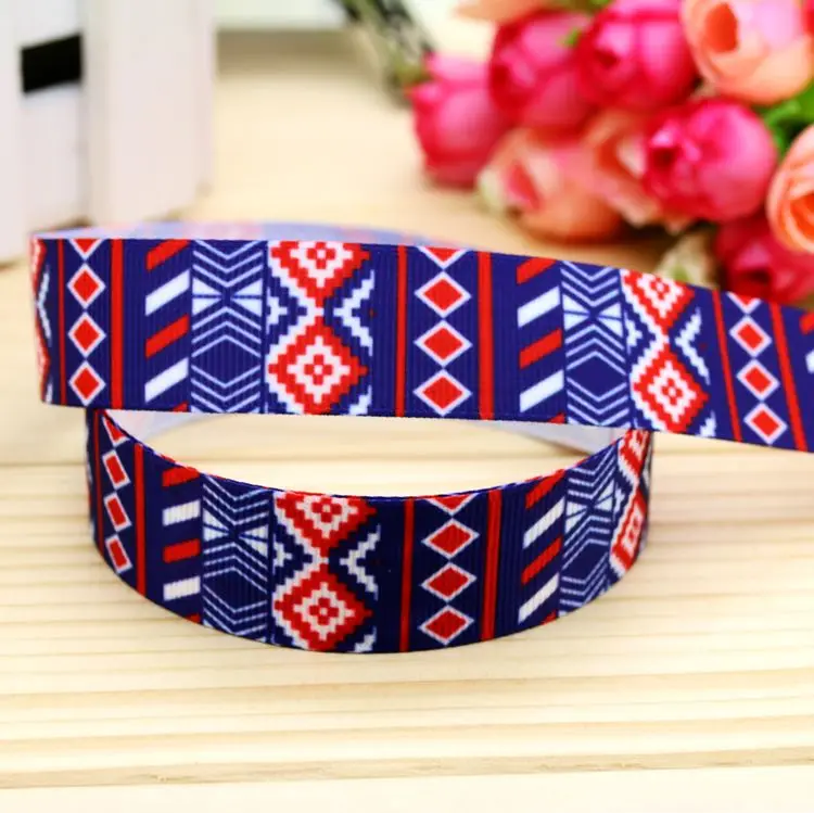 7/8''  Aztec Tribal Printed Grosgrain Ribbon Material  Headwear Party Decoration Diy Sewing Craft 22mm S185