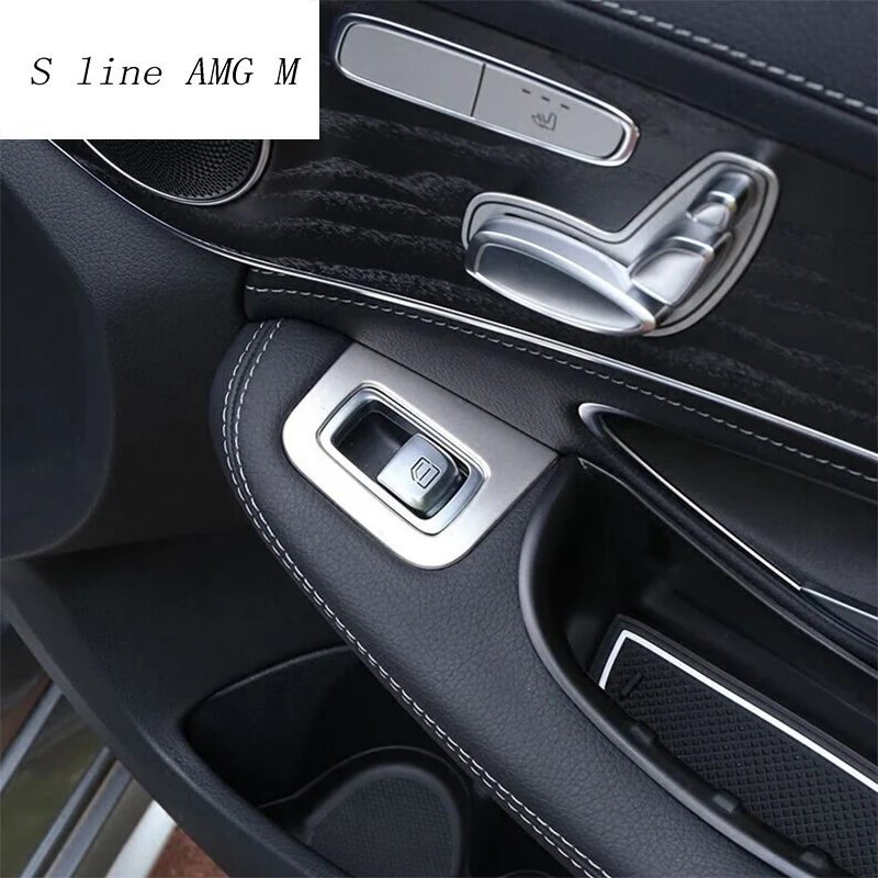Car styling window lift button switch panel cover Stickers trim For Mercedes Benz C Class W205 GLC X253 Auto Accessories LHD RHD