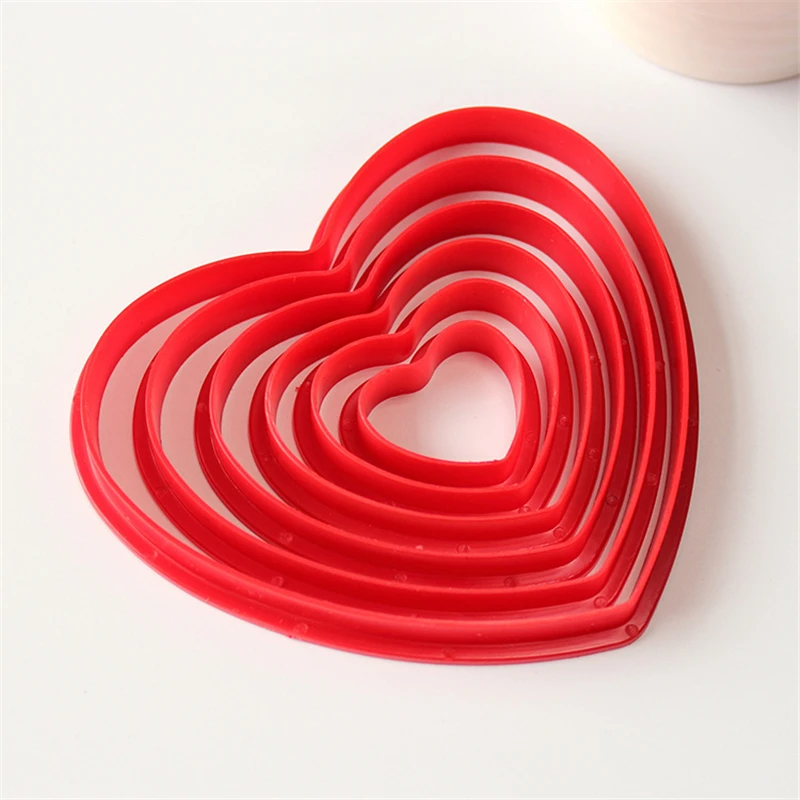 Aomily 6pcs/Set Lovely Heart Cookies Cutter 6 Size Sweet Love Cake Pastry DIY Mould Baking Tools Stainless Steel Baking Tools