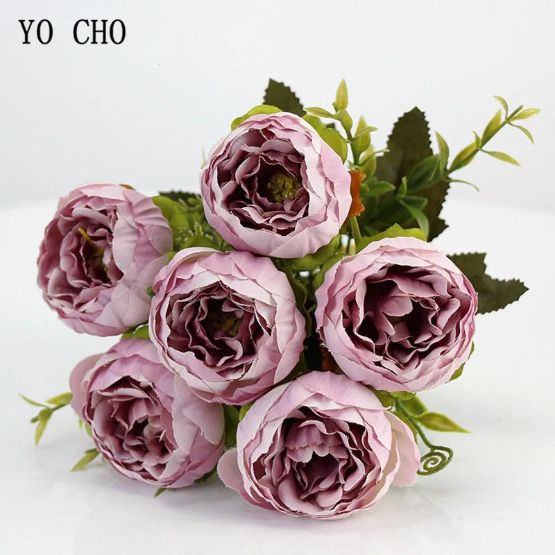 YO CHO 6 Teste/Bouquet Peonie Fiori Artificiali Fiori di Seta Peonie Bouquet Bianco Rosa di Cerimonia Nuziale Della Decorazione Della Casa di Falso