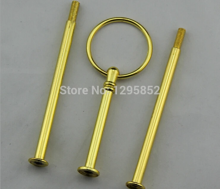 

25sets/bag Free shipping,gold 3 Tier Cake Stand Hardware Cake Plate Stand Centre Handle Rods cake stand handles big size