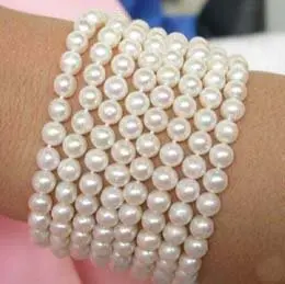 7.5'' FLAWLESS WHITE AAA FRESHWATER 7-8mm PEARL BRACELET Bracelet lady's $ Jewelry Luxury Girls Wedding