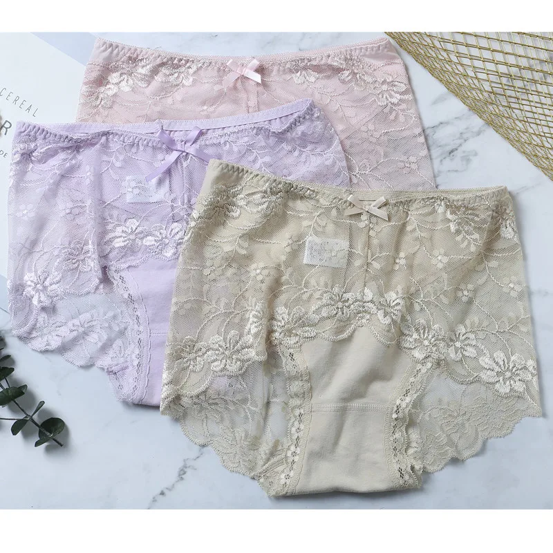 2019 New Arrival Ladies Underwear Woman Panties Fancy Lace Sexy Panties For Women Traceless Crotch Of Cotton Briefs