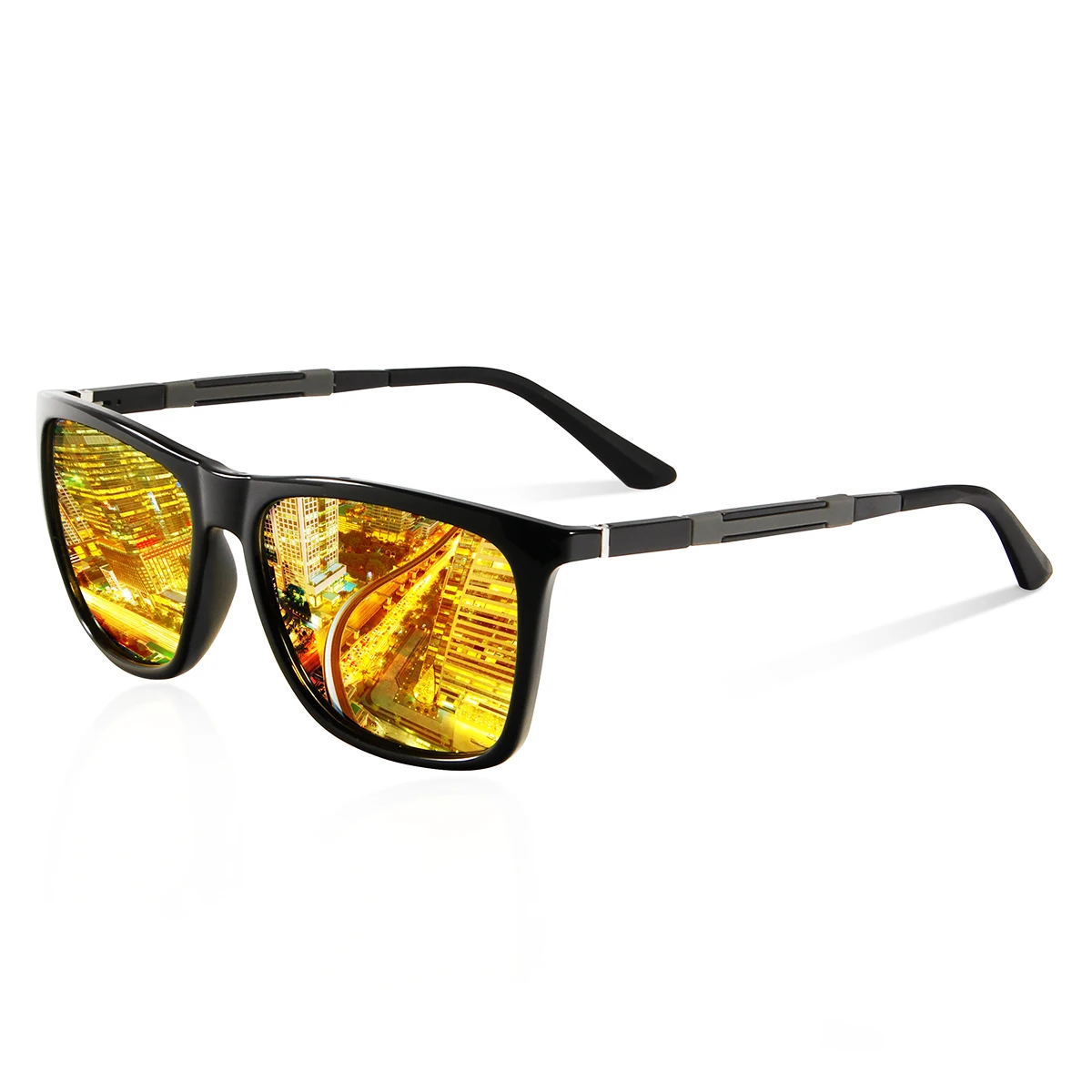 Men Women Metal Frame Fishing Polarized Sunglasses Yellow Lens Night Vision Fisherman Glasses Cycling Camping Fishing Eyewear