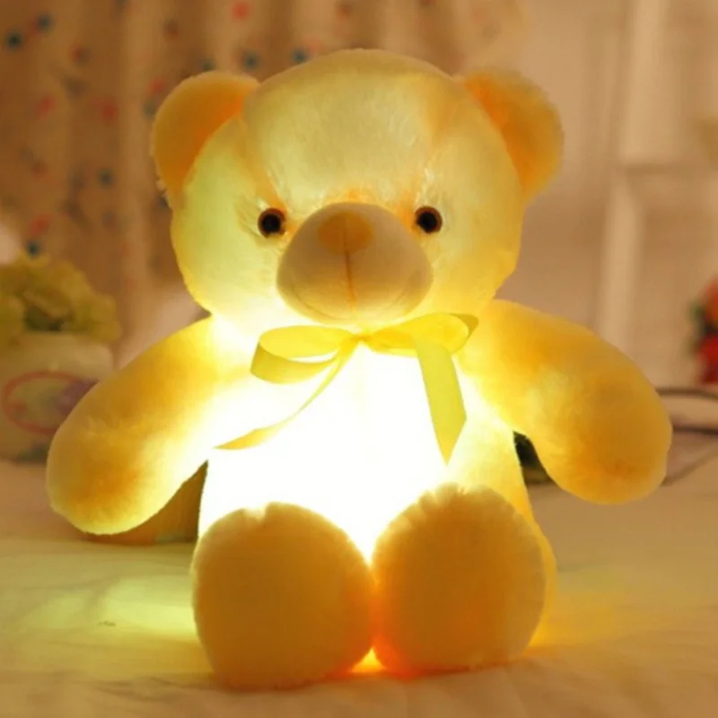 50cm Pillow doll Creative Light Up LED Inductive Stuffed Animals Plush Toy Colorful Glowing Bear Christmas for Children Gift