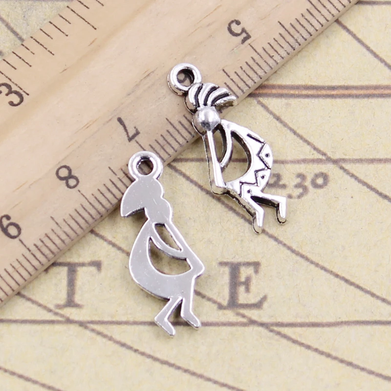 20pcs Charms Native Kokopelli 24x9mm Tibetan Bronze Silver Color Pendants Antique Jewelry Making DIY Handmade Craft