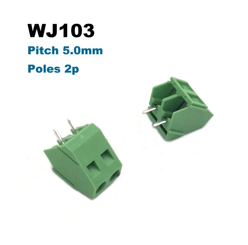 5/10Pcs Pitch 5.0mm 2P 3P Screw PCB Terminal Block Connector Straight Pin WJ103 Wire Cable Morsettiera 300V 15A 2.5mm2