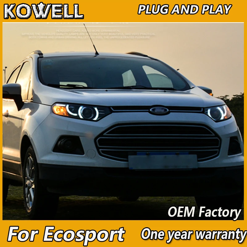 

KOWELL Car Styling for Ecosport Headlights New Evoque Desgin LED Headlight DRL Bi Xenon Lens High Low Beam Parking Fog Lamp