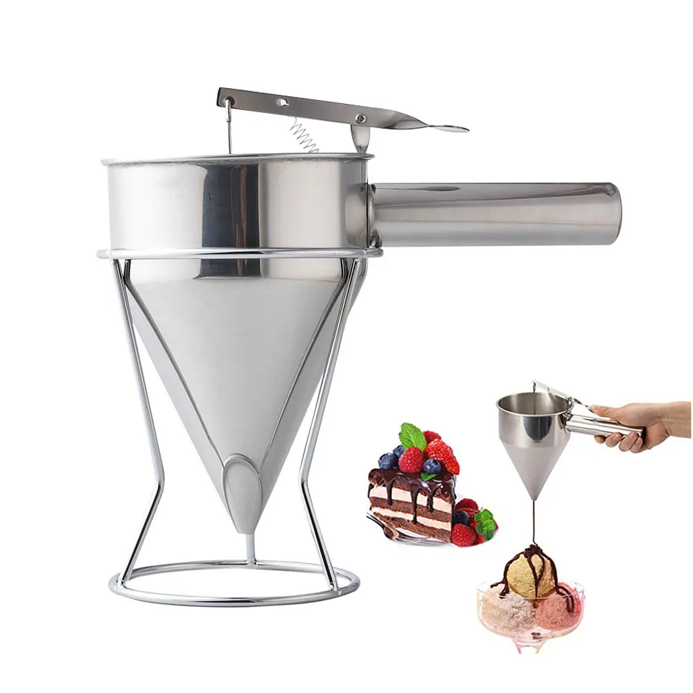 

1.2L Capacity Stainless Steel Funnel Small Octopus Balls Tools With Rack Cupcakes Baking Dispenser Kitchen Utensils Funnel Tool