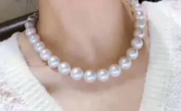 

free shipping noble jewelry elegant 11-13mm south sea round white pearl necklace 14