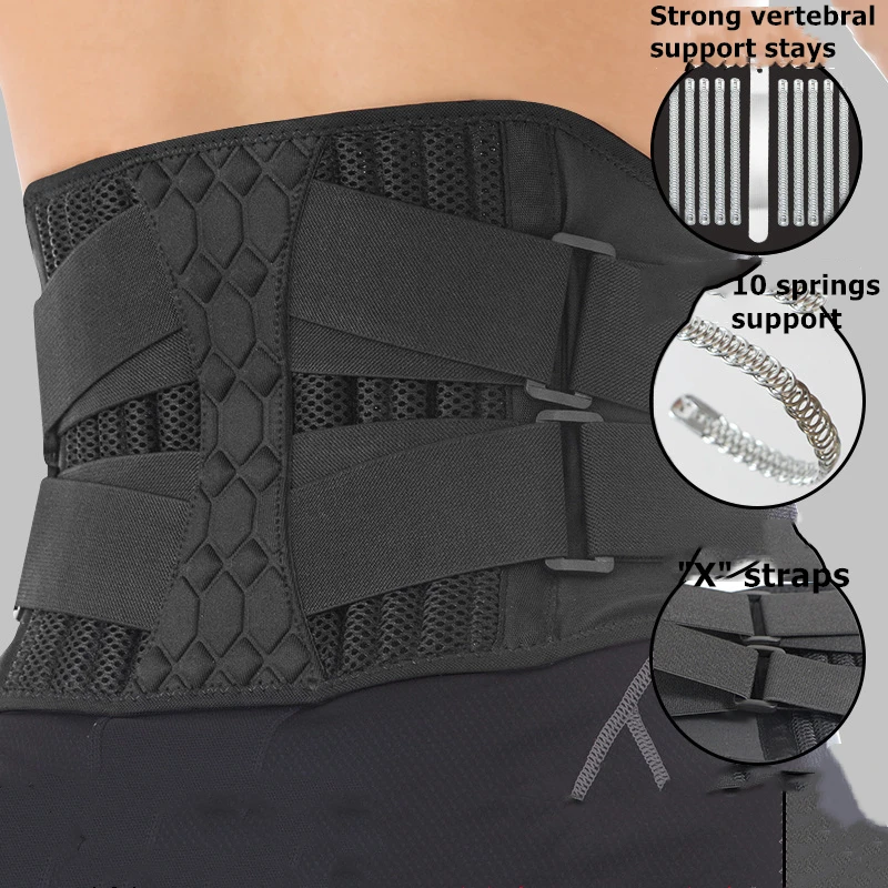 Lumbar Support Belt Lower Back Brace Abdominal Binder Men Women Waist Trainer Corset Sweat Slim Belt for Sports Gym Pain Relief