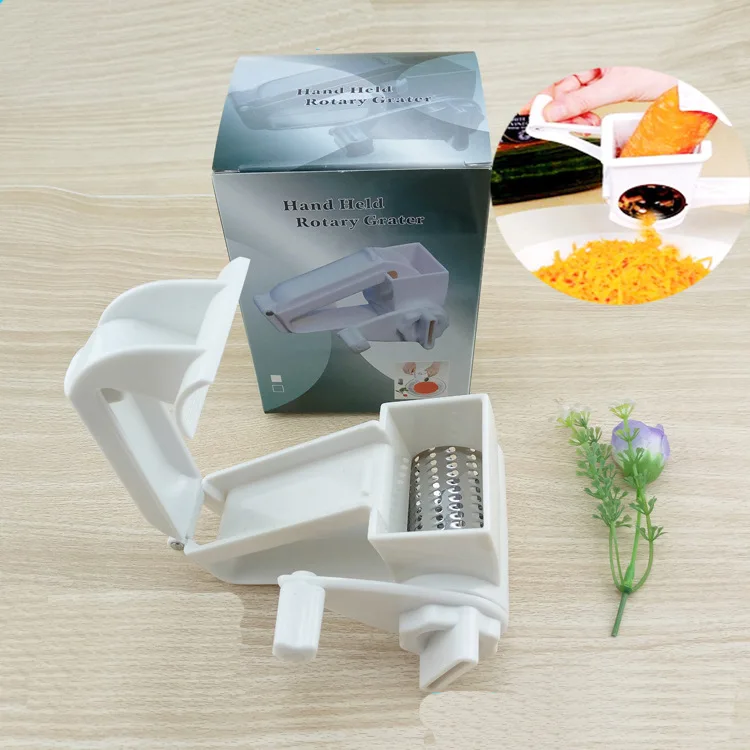 Plastic Hand-Cranked Cheese Grater Rotary Ginger Slicer Grater Cutter for Chocolate with Stainless Steel Drum lin2376