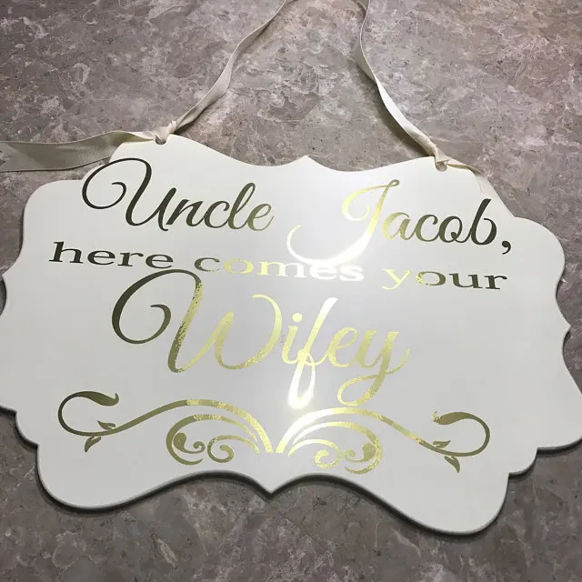 Personalized wedding sign Rustic Wedding Signs Here comes your Bride, Ring bearer Flower girl sign, Wedding decor Photo Props image 4