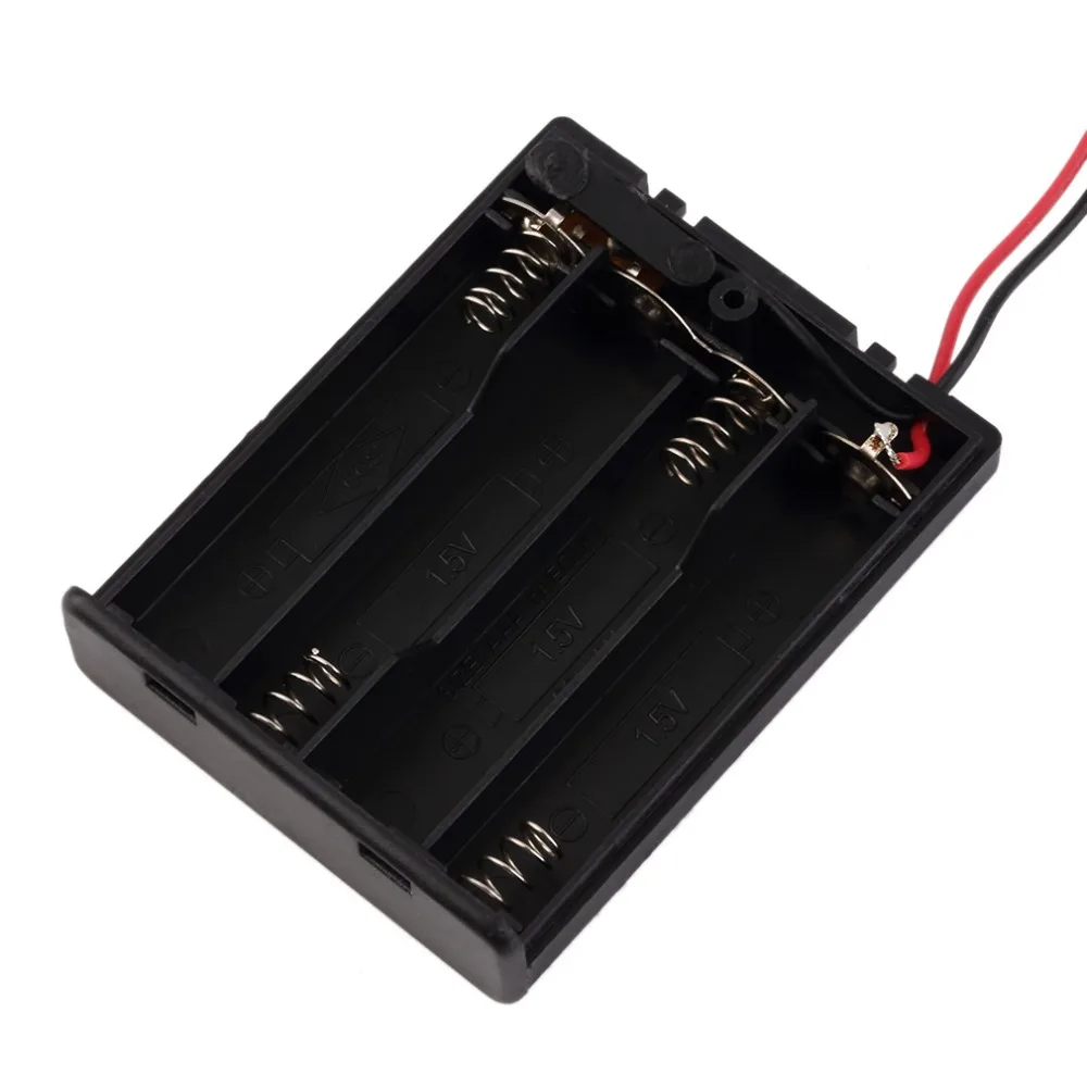 New Plastic 4 * AAA Battery Srorage Box Holder 4pcs AAA Batteries Case with a Lid & ON/OFF Switch
