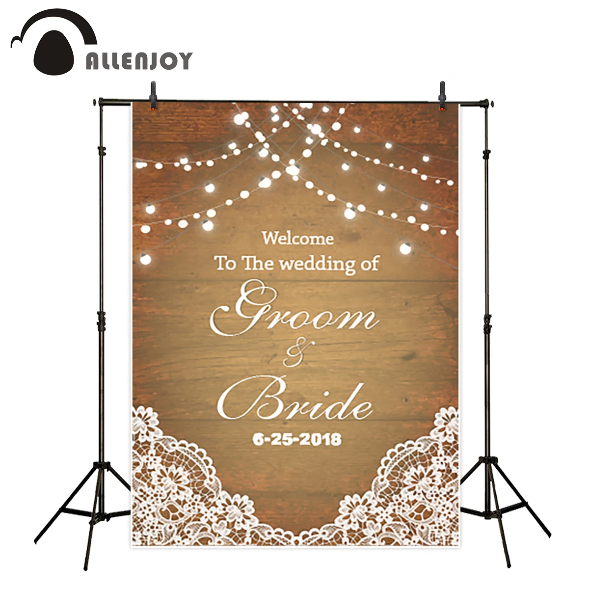 Allenjoy photography backdrop Wedding wood board bokeh glitter groom bride custom background photobooth photocall photo studio