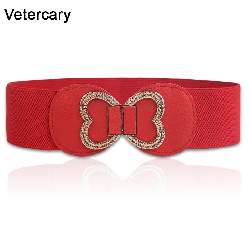 HOT Woman Cummerbunds Brand New Love Metal Buckle Belt Girls Stretchy Elastic Waistbands Fashion Waistband wide Belts For Woman