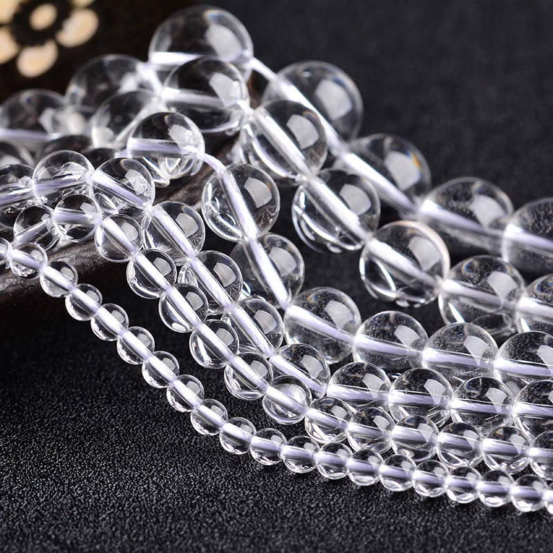Crystal White Transparent Glass Ball Beads Optional4/6 / 8/10 / 12/14 / 16/18 / 20 mm Suitable for Bracelet DIY Jewelry Make