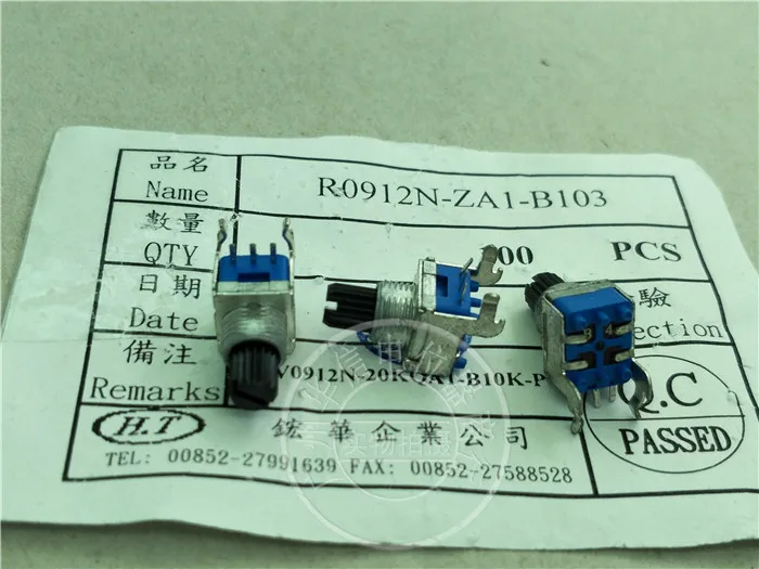 8pcs RK0937N horizontal single potentiometer B10K / handle with thread length 11MM knurled shaft R0912N-ZA1-B103