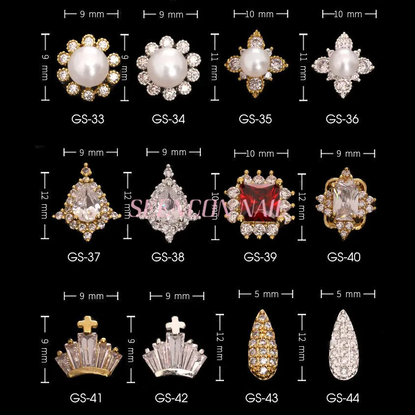 5pcs/lot 3D metal Nail art zircon rhinestone series nails decorations top-level zircon diamond Manicure luxury alloy nail Charms