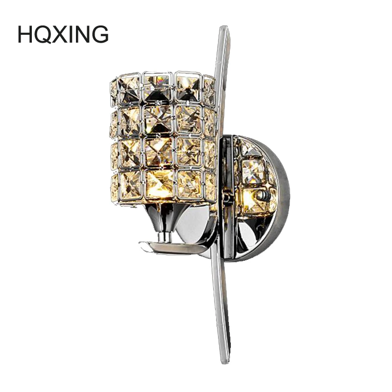 HQXING Modern Luxury K9 Crystal Light Modern Beautiful Bedroom Living Room Wall Sconces AC 90-260V