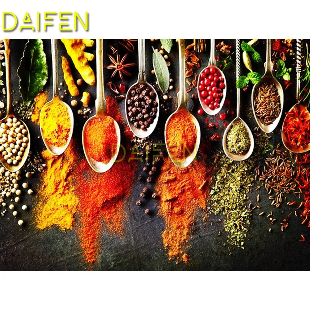 Round Diamond mosaic DIY 3D Diamond painting Cross stitch Full Square Diamond embroidery Spoon fruit Paprika pepper Kitchenware