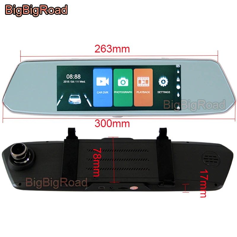 BigBigRoad For Chevrolet Cobalt Equinox Malibu Matiz Niva Nubira Optra Sail Trax Tahoe Volt Car DVR 7 Inch Touch Screen Mirror