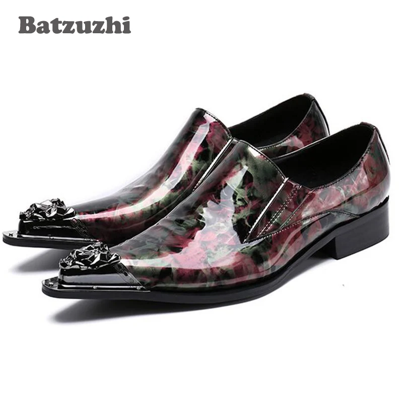 

Batzuzhi Rock Men Shoes Pointed Iron Toe Formal Men Dress Shoes Genuine Leather Luxury Wedding Shoes Men Office Suite Footwear