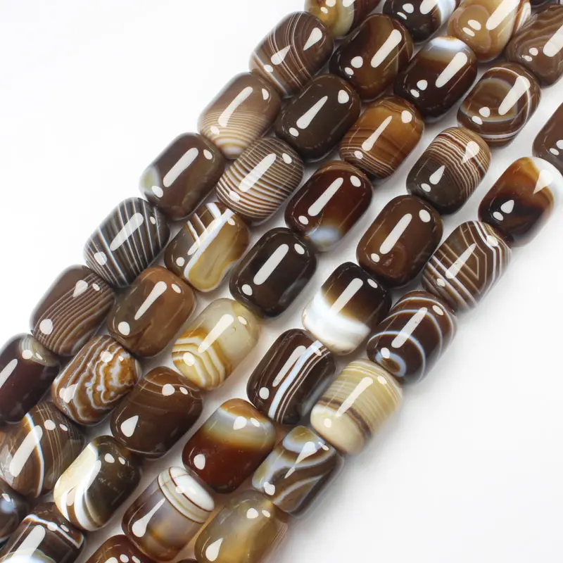 column 10x14mm,15x20mm Botswana Agates Persia Sardonyx onyx Coffe stripe Natural stone drum DIY Loose Beads 15\