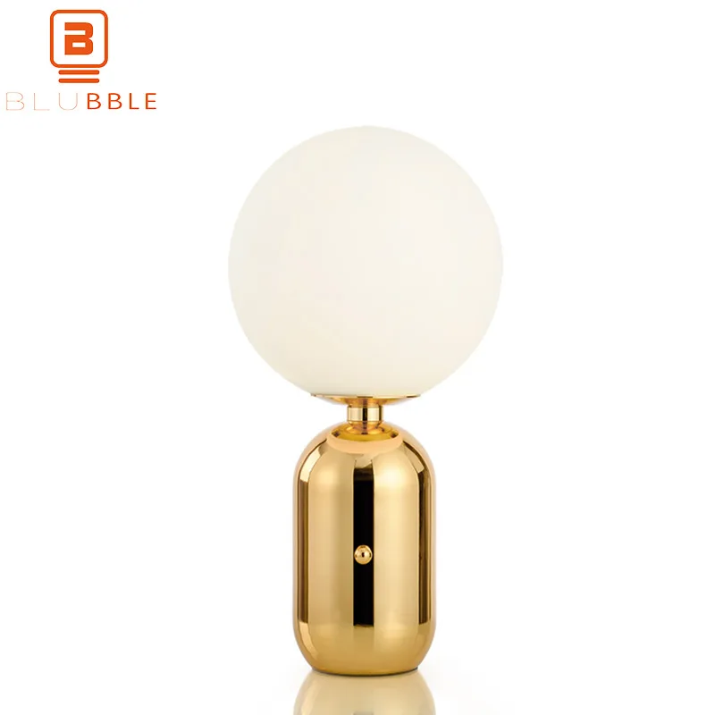 

BLUBBLE Simple Mini Table Lamp AC 90-260V Glass Bedroom Study Bedside Lamp Originality White/Gold LED Bulb Read Desk Lamp