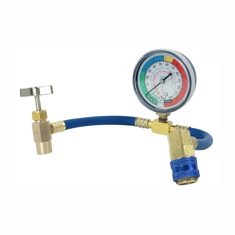 R134A Automotive Air Conditioning Refrigerant Pressure Gauge Plus Fluoride Table Refrigerant Refrigeration And Fluoride Tools