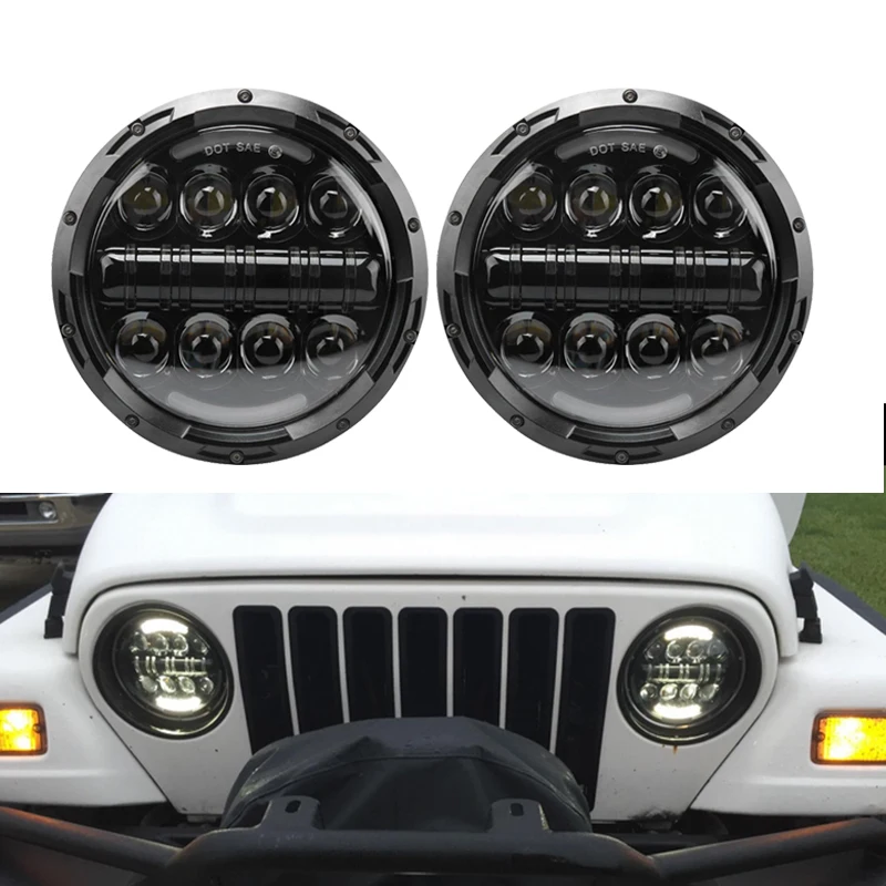 

FADUIES 7inch Round High Low Beam Halo Angle Eyes DRL H4 LED Headlamp For Lada 4x4 urban Niva Jeep Wrangler LED Headlight