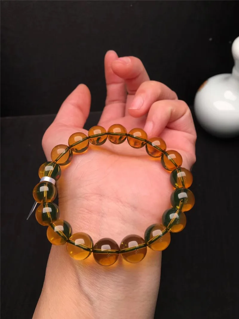 

10mm Natural Blue Amber Bracelet For Women Men Mexico Round Beads Luck Gift Healing Beauty Love Gift Gemstone Strands AAAAA