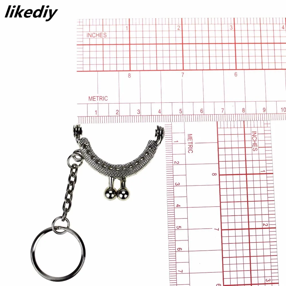 3 Pcs/Lot 4 CM Golden Bronze Silver Half Round Metal Purse Frame Kiss Clasp Lock With Key Ring Bag Accessories 3 Colors