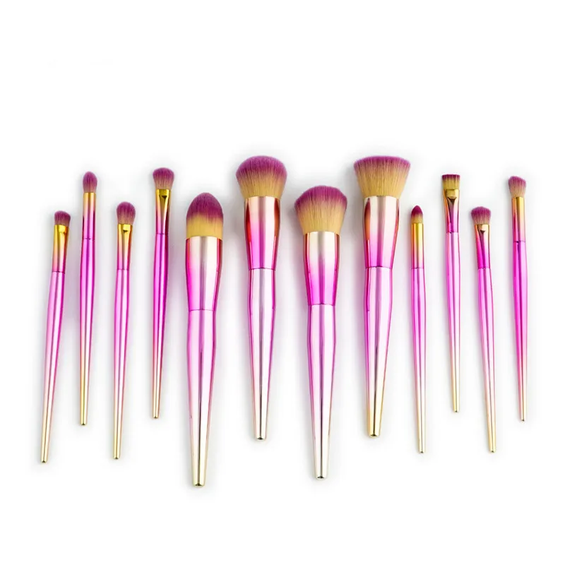 10Sets/Lot  Makeup Brushes Set Eyeshadow Eyeliner Concealer Blusher Contour Foundation Powder Cosmetic Set 12Pcs/set